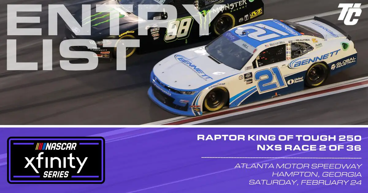 2024 NASCAR Xfinity Series RAPTOR King of Tough Entry List Atlanta Motor Speedway