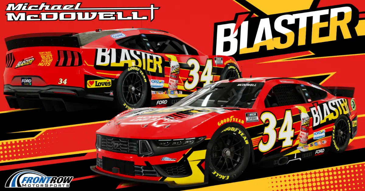 Michael McDowell B'laster sponsorship 2024 NASCAR Cup Series Front Row Motorsports