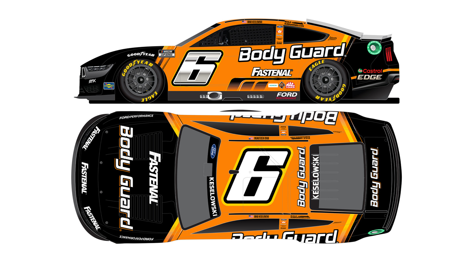 Brad Keselowski Fastenal Body Guard paint scheme RFK Racing 2024 NASCAR Cup Series