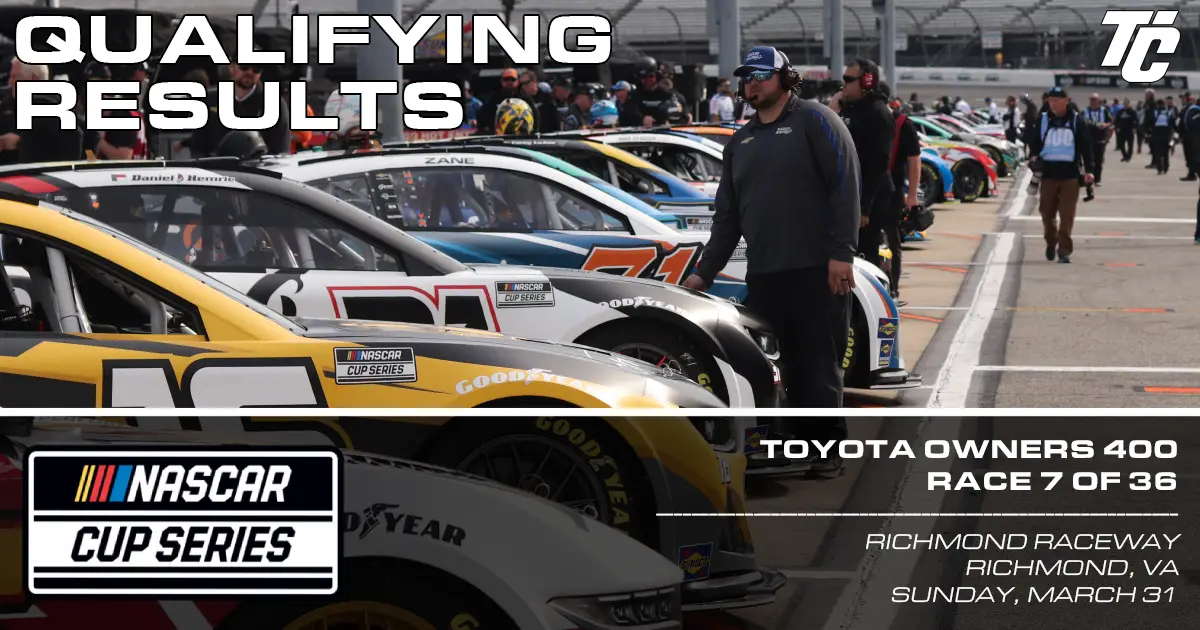 Toyota Owners 400 starting lineup NASCAR Cup Series Richmond 2024