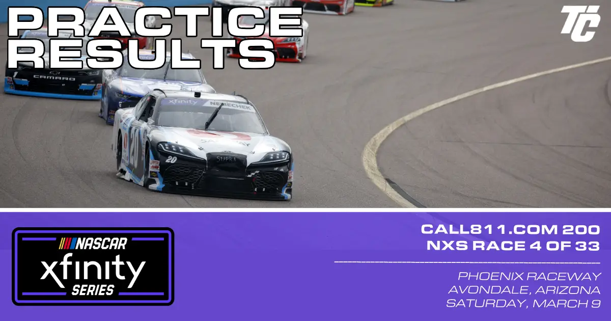 2024 NASCAR Xfinity Series Call811 200 practice results Phoenix Raceway