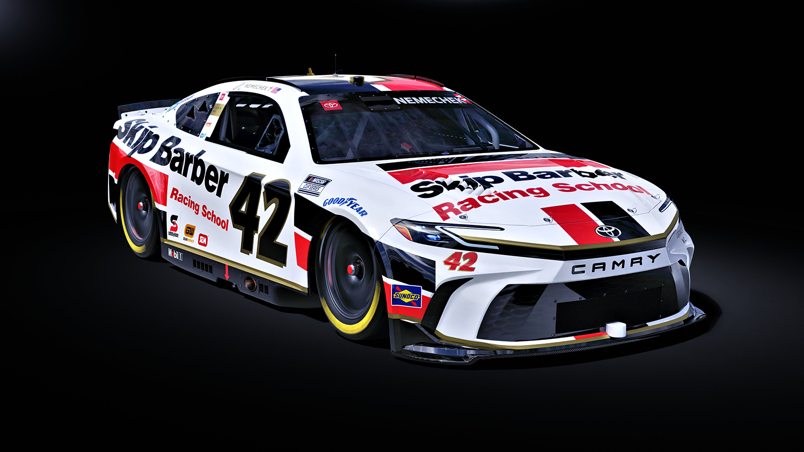 John Hunter Nemechek 2024 Skip Barber Racing School paint scheme LEGACY MOTOR CLUB NASCAR Cup Series