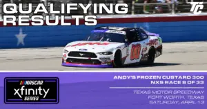 Andy's Frozen Custard 300 starting lineup qualifying results 2024 NASCAR Xfinity Series Texas Motor Speedway