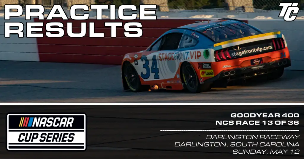 Practice Results 2024 NCS Goodyear 400 at Darlington