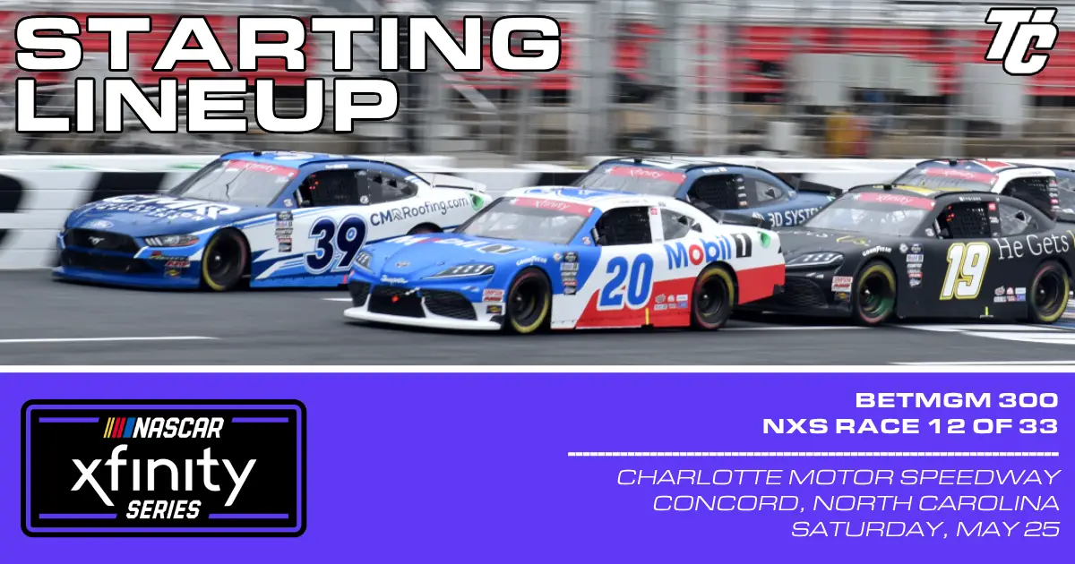 Starting Lineup NASCAR Xfinity Series BetMGM 300 Charlotte Motor Speedway