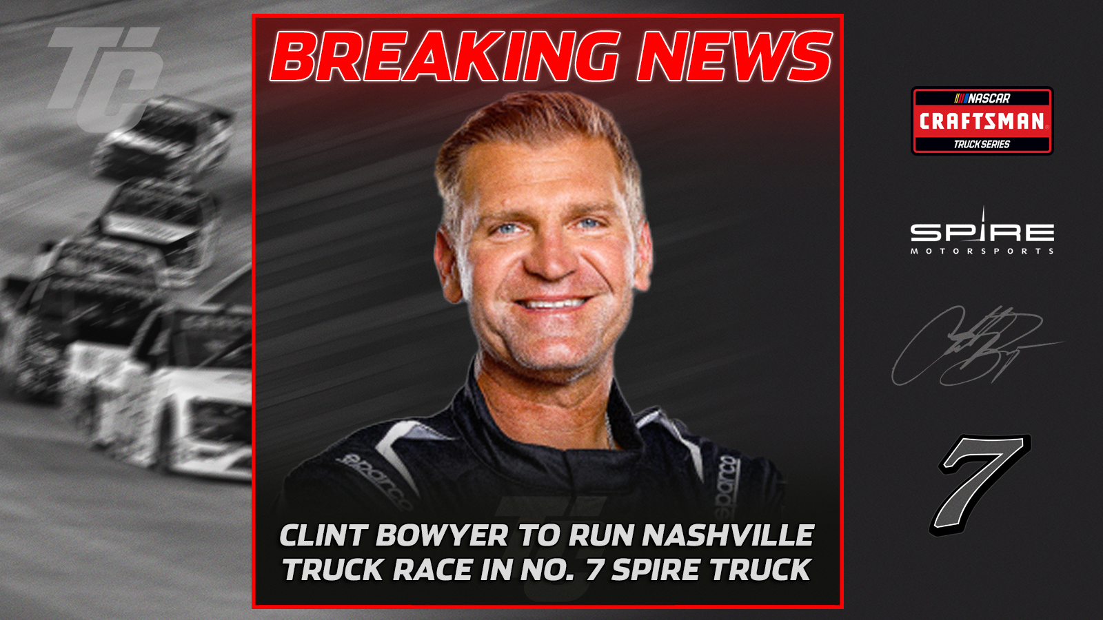 Clint Bowyer Spire Motorsports truck series return Nashville Superspeedway