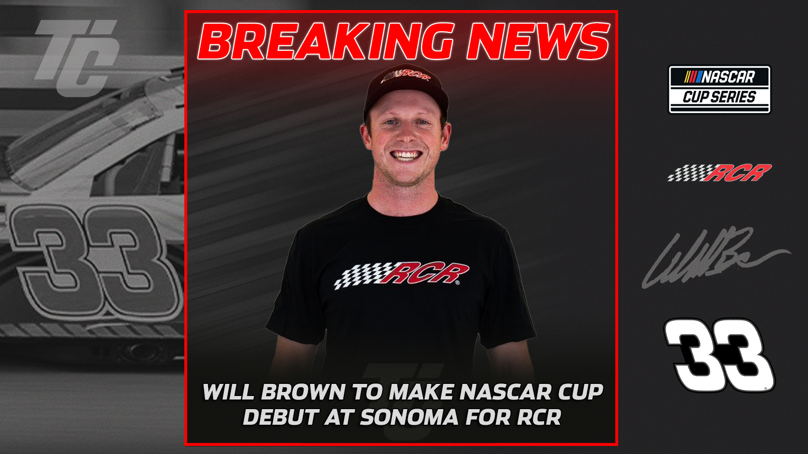 Will Brown NASCAR debut Richard Childress Racing Sonoma Raceway 2024