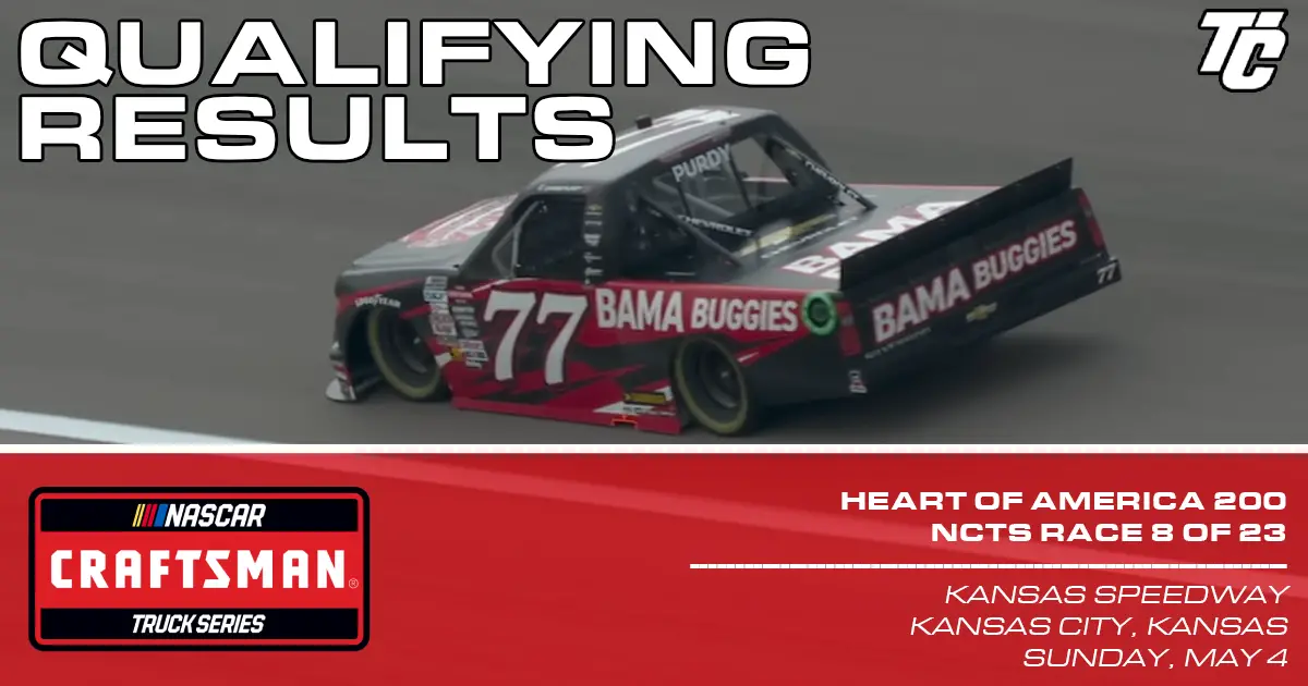 Heart of America 200 starting lineup NASCAR Truck Series Kansas Qualifying Results