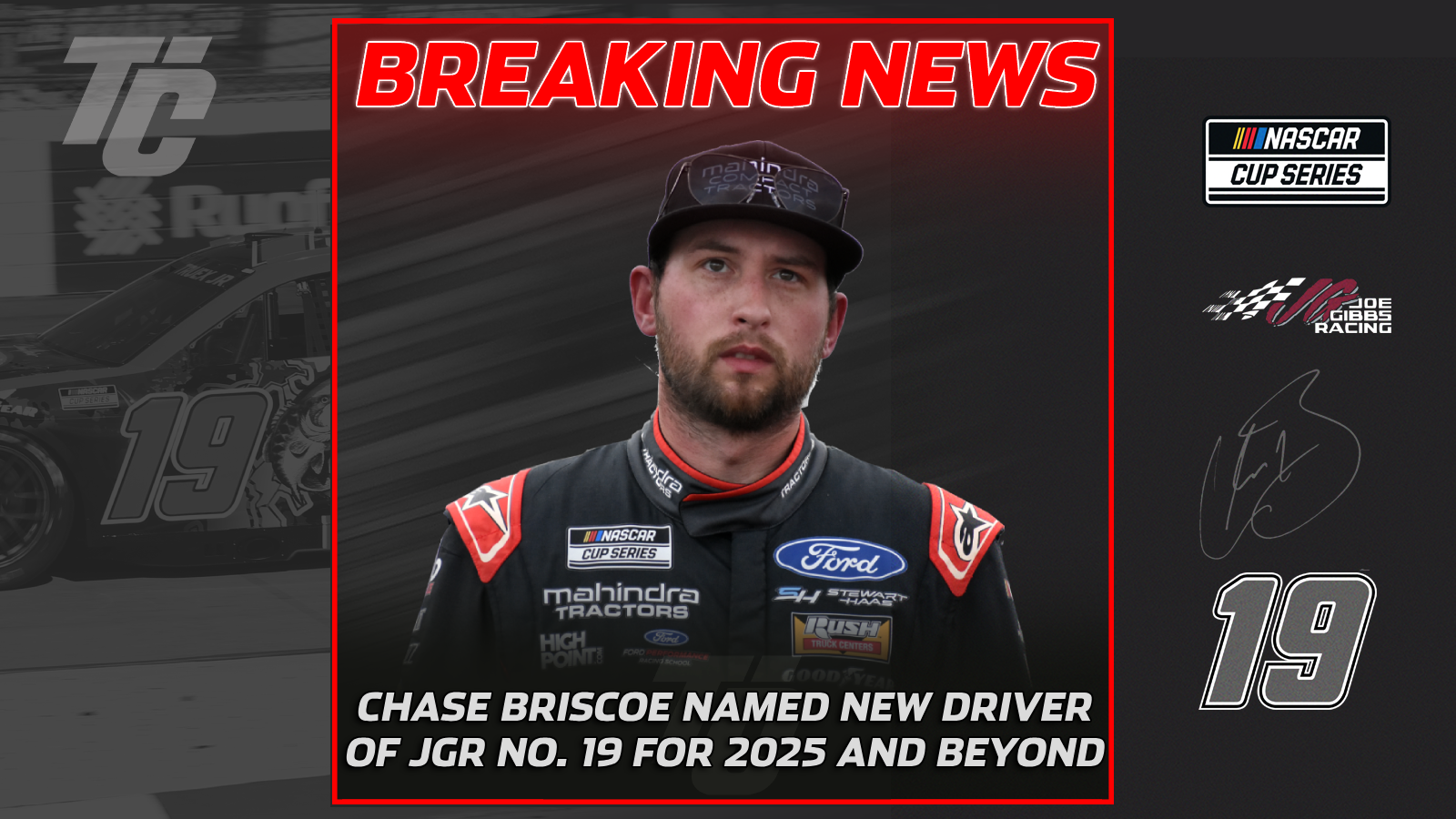Chase Briscoe NASCAR Cup Series Joe Gibbs Racing No. 19 2025 NASCAR