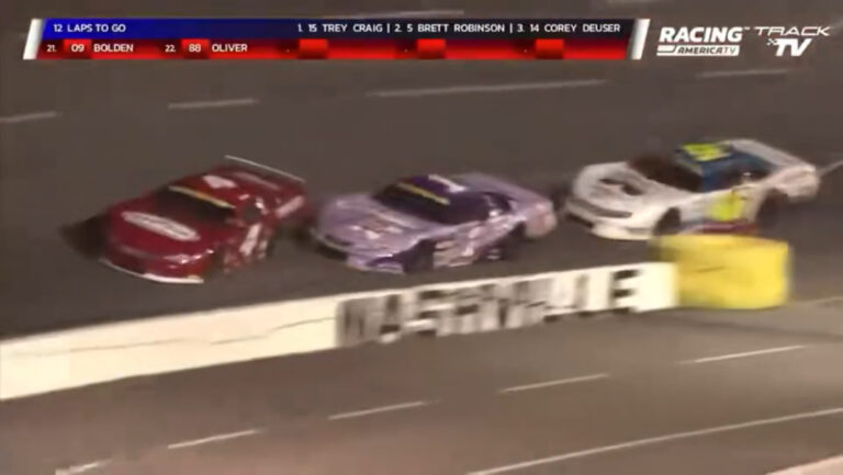 Ross Chastain hits Josh Berry late models Nashville fairgrounds speedway 2024 video battle of Broadway 150