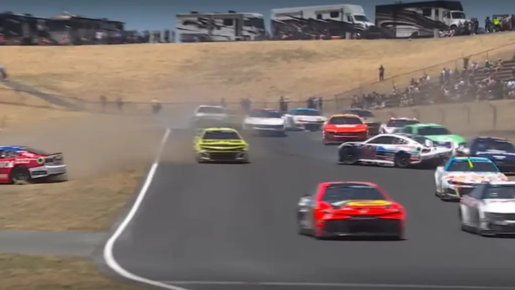 Chase Briscoe Joey Logano crash video Sonoma 2024 Harrison Burton Austin Cindric Ricky Stenhouse Jr.