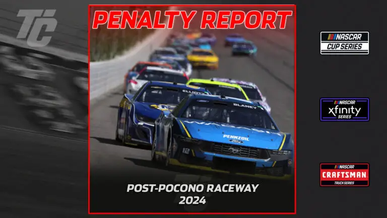 NASCAR penalty report Pocono Raceway RJ Otto Cordell Cahill 23XI Racing Bret Holmes Racing Phil Gould Niece Motorsports