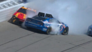 Kyle Larson spin video Michigan FireKeepers Casino 400 crash Bubba Wallace