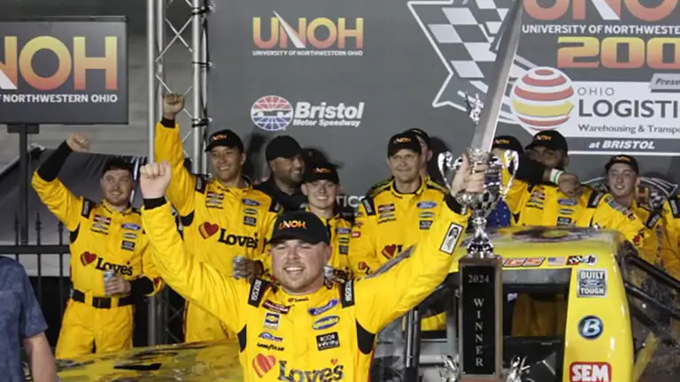 Layne Riggs wins UNOH 200 at Bristol Motor Speedway NASCAR Craftsman Truck Series post-race inspection