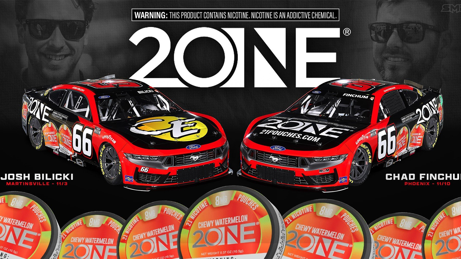 MBM Motorsports 2ONE Nicotine Pouches sponsorship NASCAR Cup Series Martinsville Speedway Phoenix Raceway