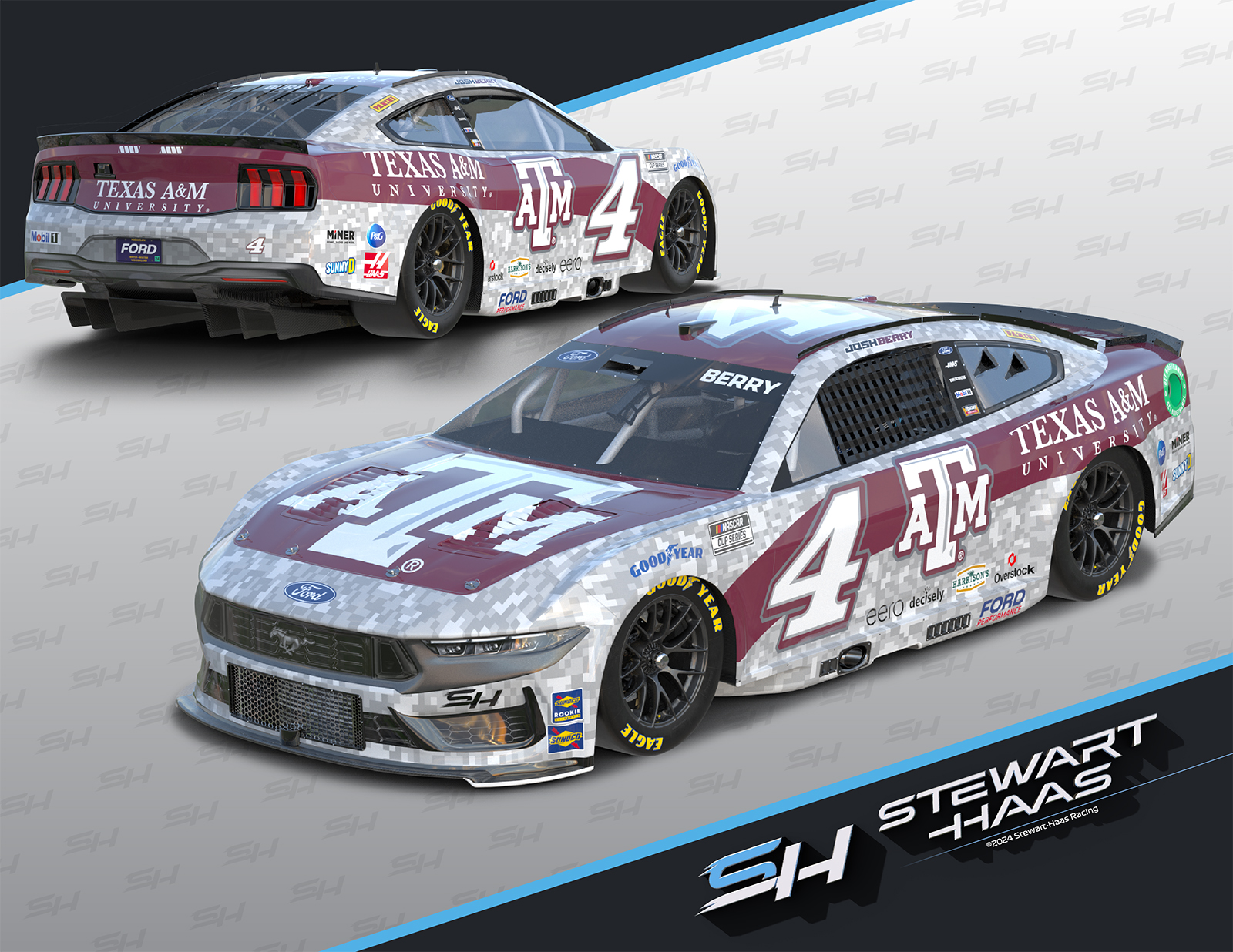 Josh Berry Universidad Texas A&M NASCAR coche Phoenix 2024