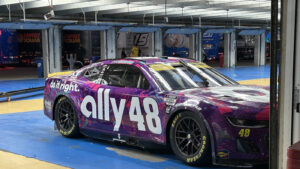 Alex Bowman's car after post-race inspection at the Charlotte ROVAL