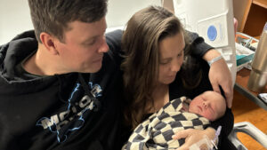 Erik Jones and wife Holly Jones celebrate the birth of first child son David Wayne Jones