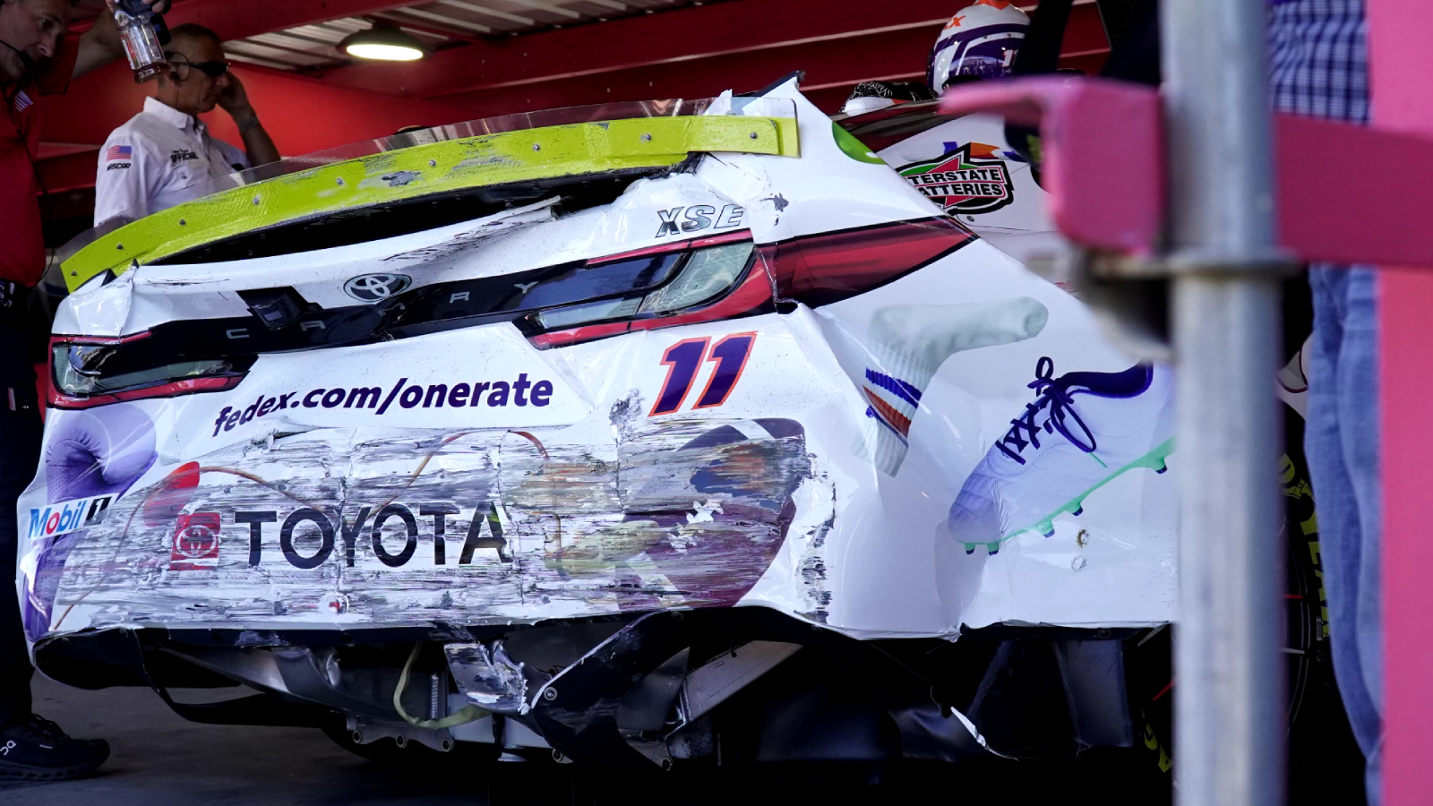 Denny Hamlin crashed in NASCAR Cup Series practice at Martinsville Speedway Xfinity 500 backup car