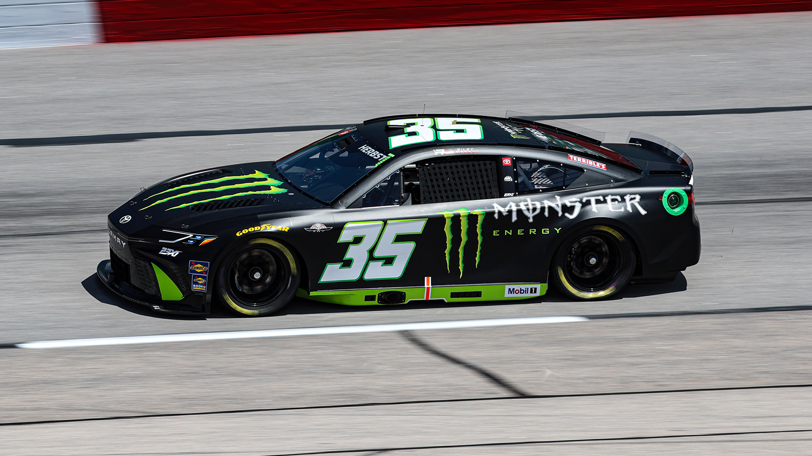 Riley Herbst 2025 Monster Energy paint scheme 23XI Racing NASCAR Cup Series No. 35