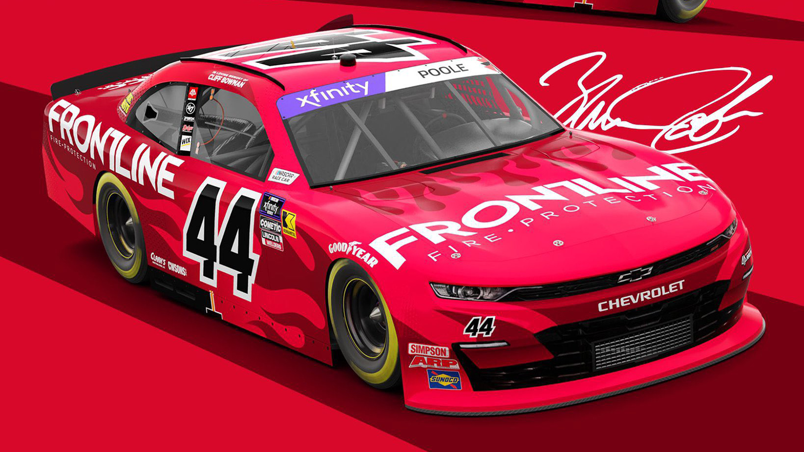 Brennan Poole 2025 Frontline Fire Protection paint scheme Alpha Prime Racing NASCAR Xfinity Series