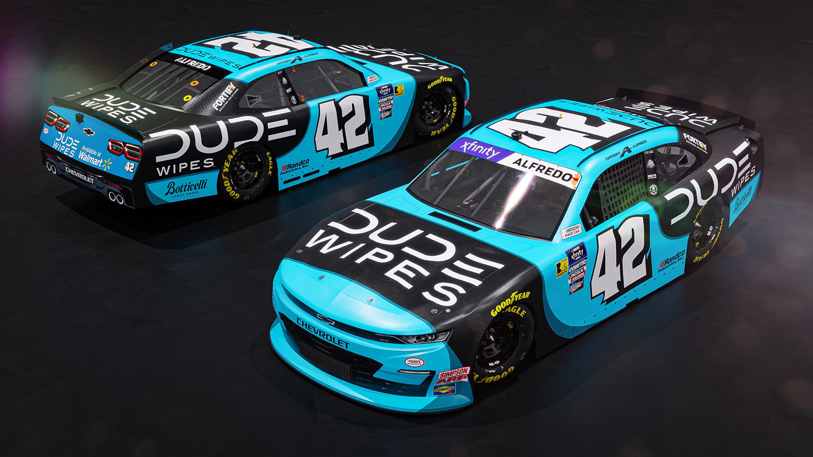 Anthony Alfredo 2025 No. 42 Young's Motorsports DUDE Wipes paint scheme