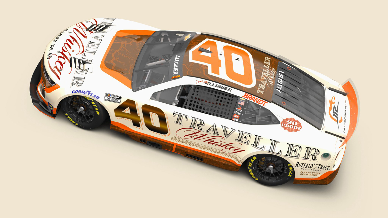 Justin Allgaier 2025 Traveller Whiskey paint scheme JR Motorsports Daytona 500 NASCAR Cup Series