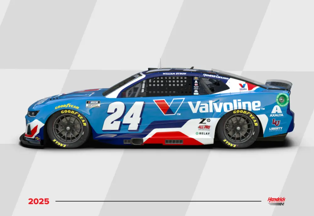 William Byron 2025 Valvoline paint scheme No. 24 Hendrick Motorsports NASCAR Cup Series