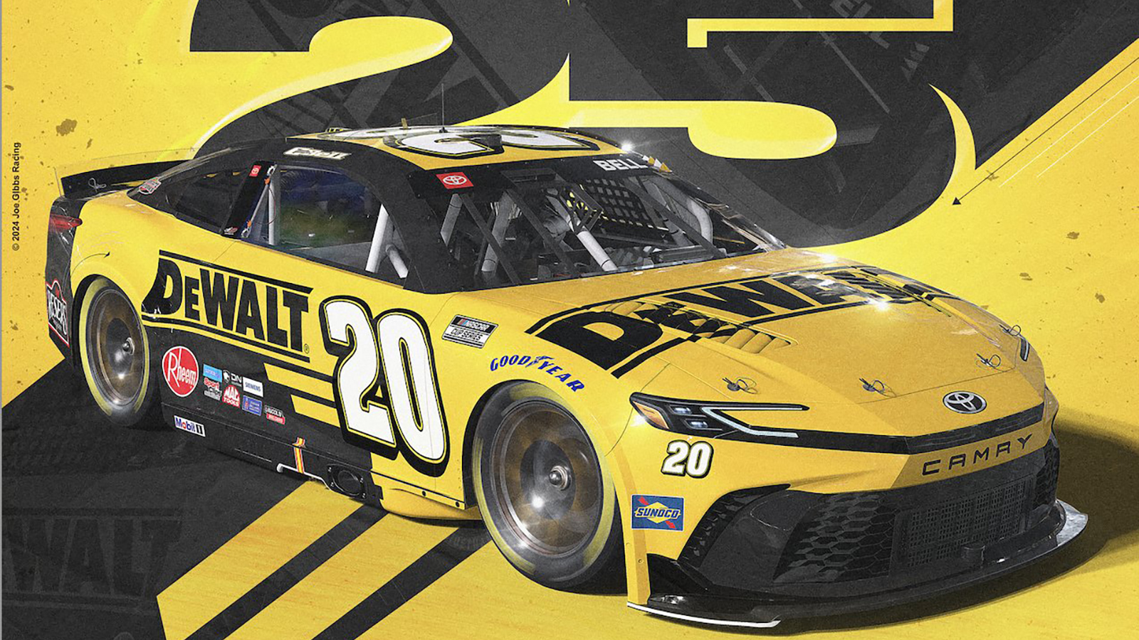 Christopher Bell 2025 Dewalt paint scheme No. 20 Joe Gibbs Racing NASCAR Cup Series