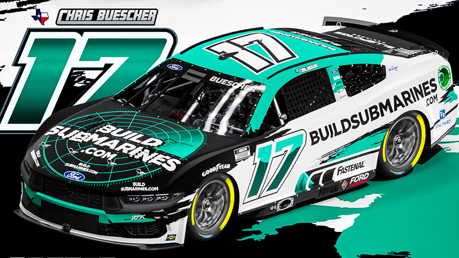 Chris Buescher 2025 BuildSubmarines.com paint scheme No. 17 RFK Racing NASCAR Cup Series