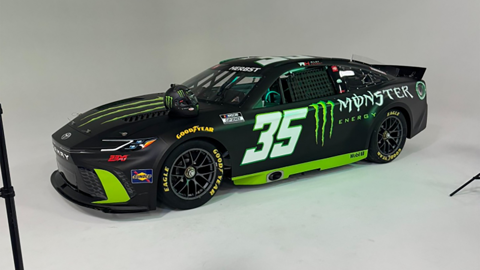 Riley Herbst 2025 Monster Energy paint scheme 23XI Racing NASCAR Cup Series No. 35