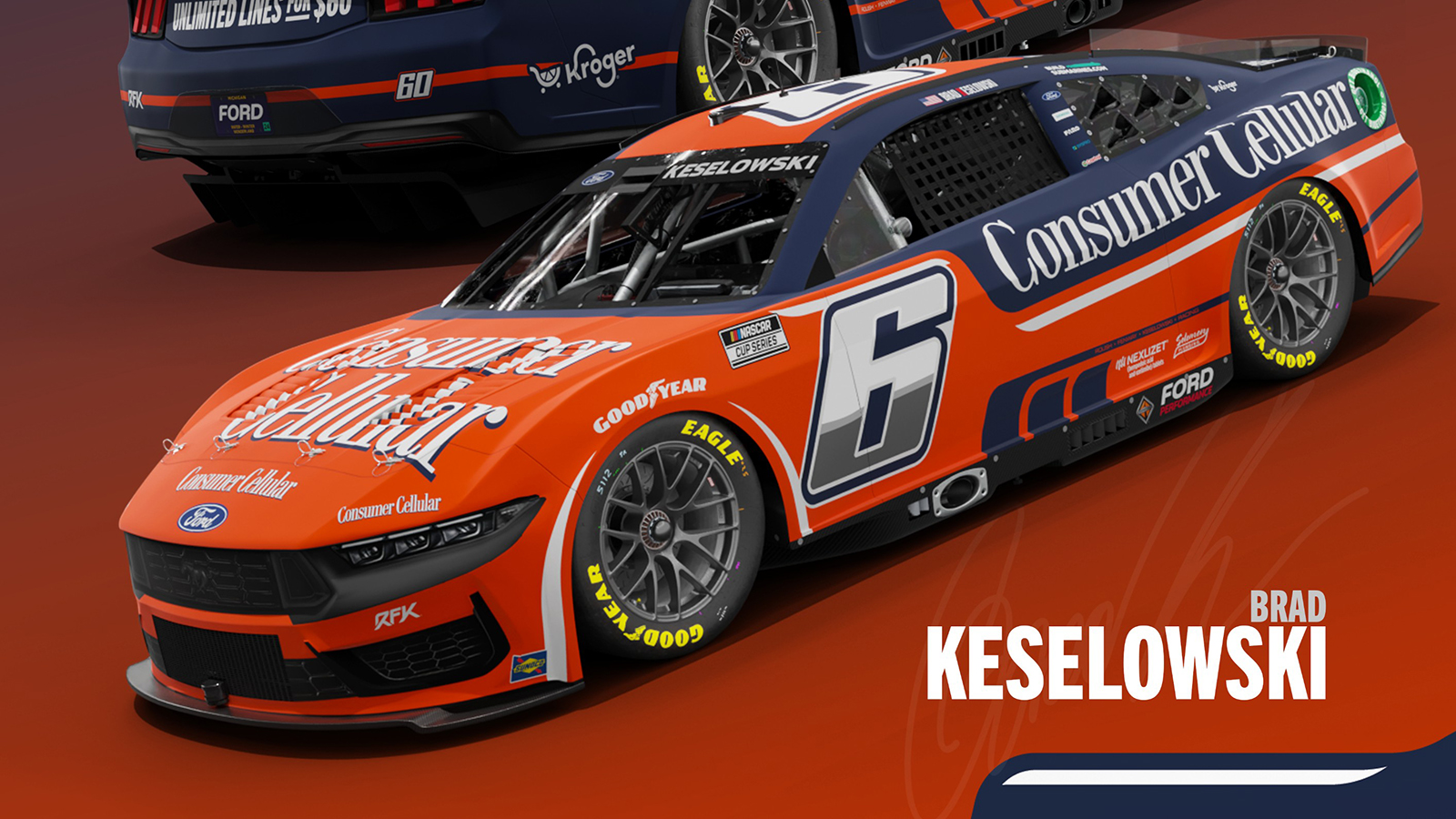 Brad Keselowski 2025 Consumer Cellular paint scheme No. 6 RFK Racing NASCAR Cup Series