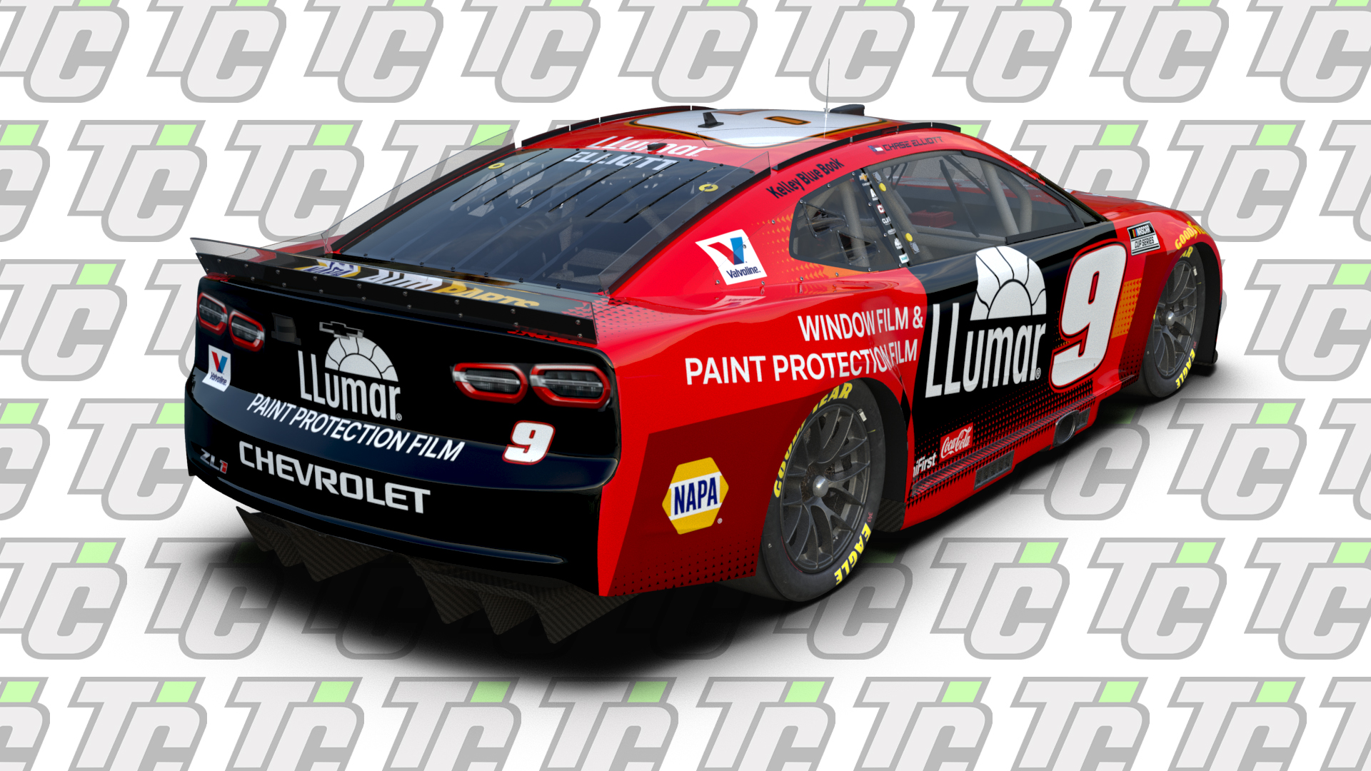 Chase Elliott 2025 Llumar Window Film paint scheme Hendrick Motorsports NASCAR Cup Series