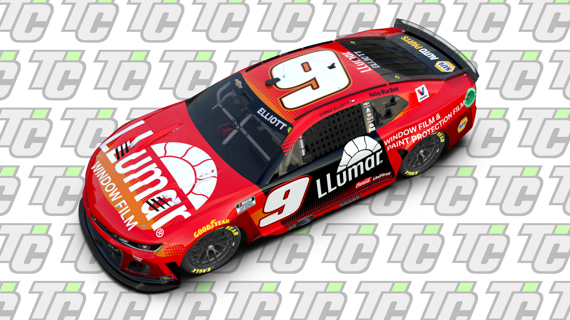 Chase Elliott 2025 Llumar Window Film paint scheme Hendrick Motorsports NASCAR Cup Series