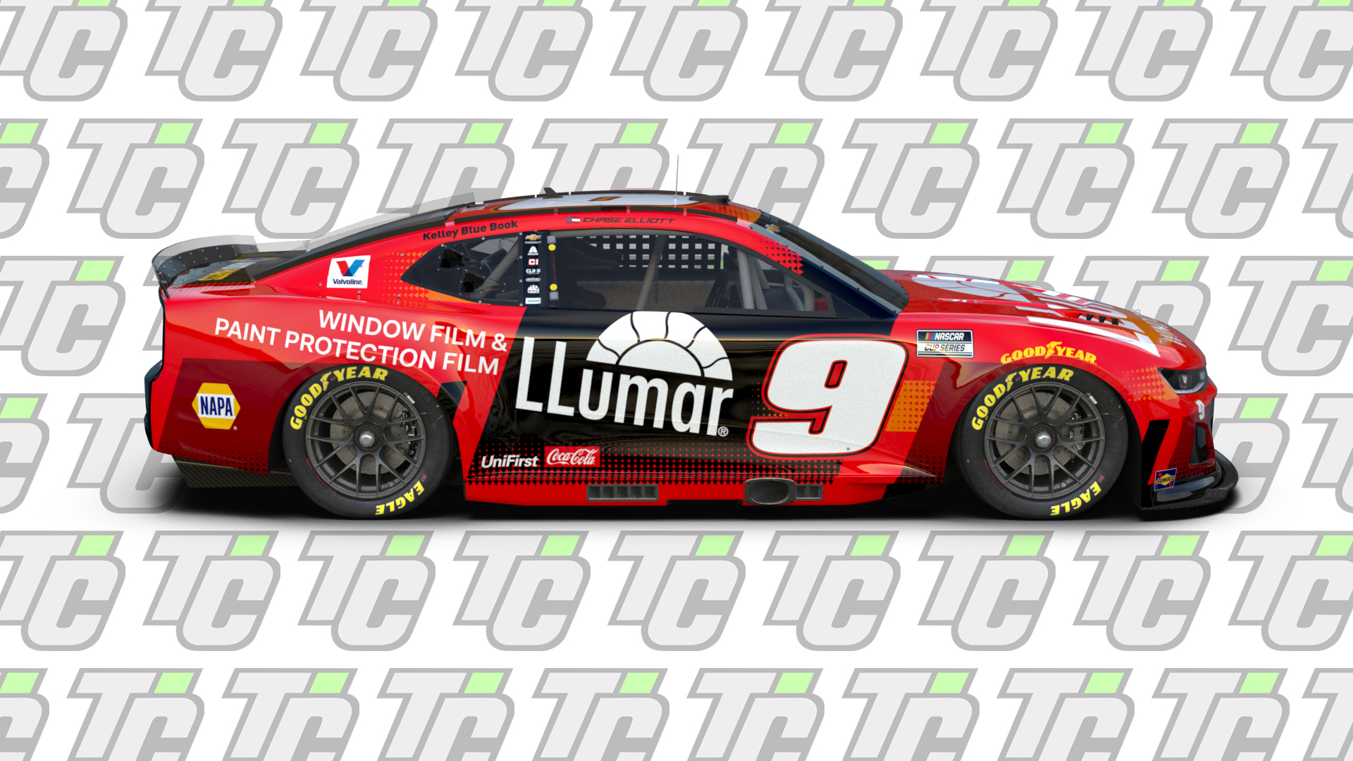 Chase Elliott 2025 Llumar Window Film paint scheme Hendrick Motorsports NASCAR Cup Series