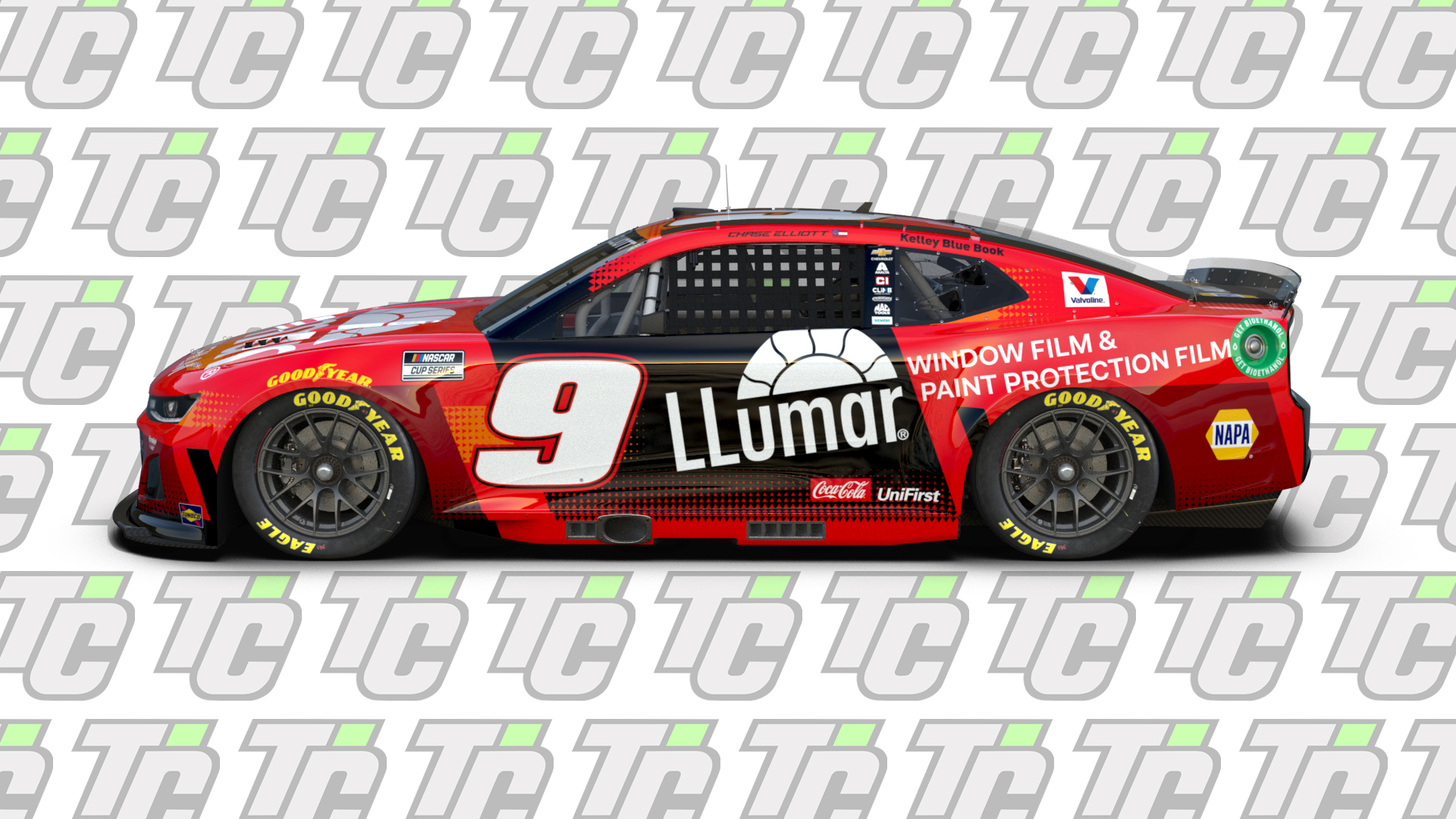 Chase Elliott 2025 Llumar Window Film paint scheme Hendrick Motorsports NASCAR Cup Series