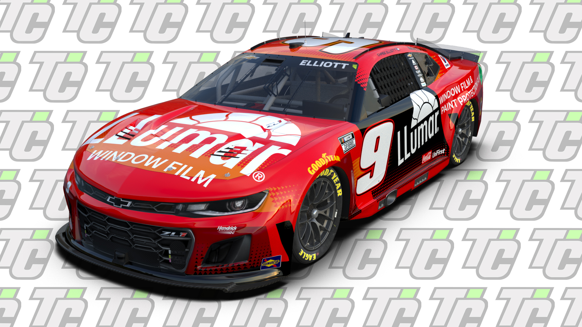 Chase Elliott 2025 Llumar Window Film paint scheme Hendrick Motorsports NASCAR Cup Series