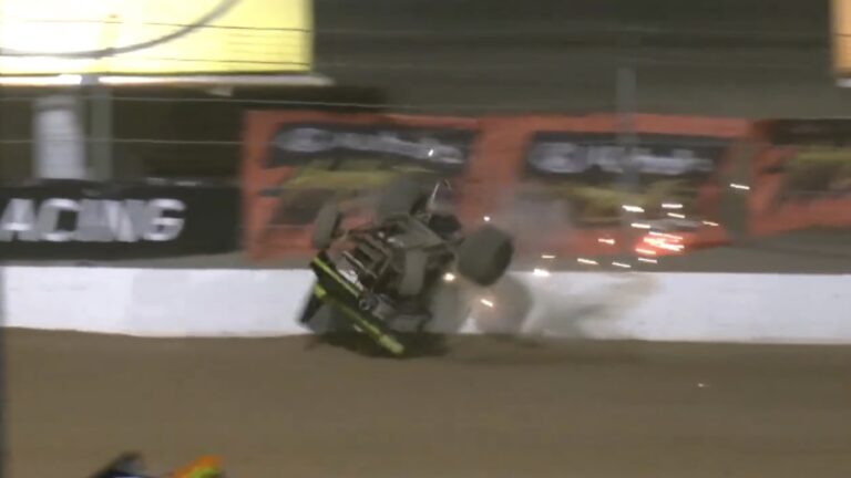 Ty Gibbs flips in High Limit Racing Sprint Car debut at Las Vegas Motor Speedway dirt