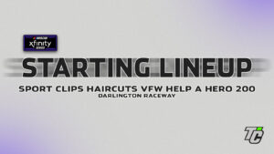 Sport Clips Haircuts VFW Help a Hero 200 starting lineup NASCAR Xfinity Series at Darlington Raceway