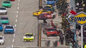 Joey Logano and Josh Berry spin on pit road at Homestead-Miami Speedway in 2025