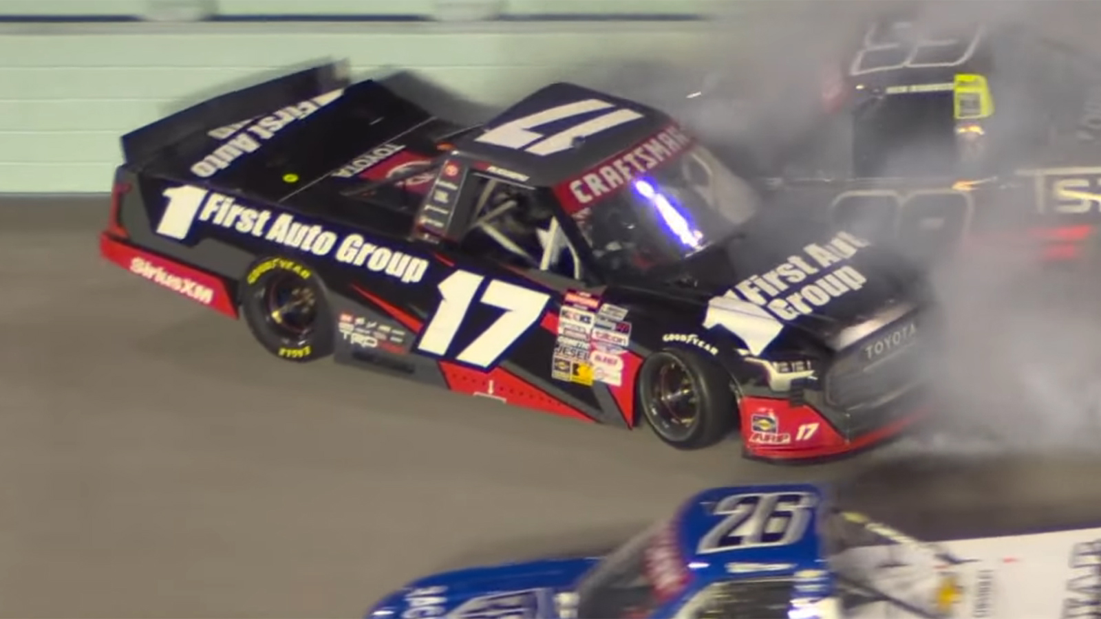 Gio Ruggiero and Ben Rhodes crashed on the opening Lap of the Baptist Health 200 at Homestead-Miami Speedway