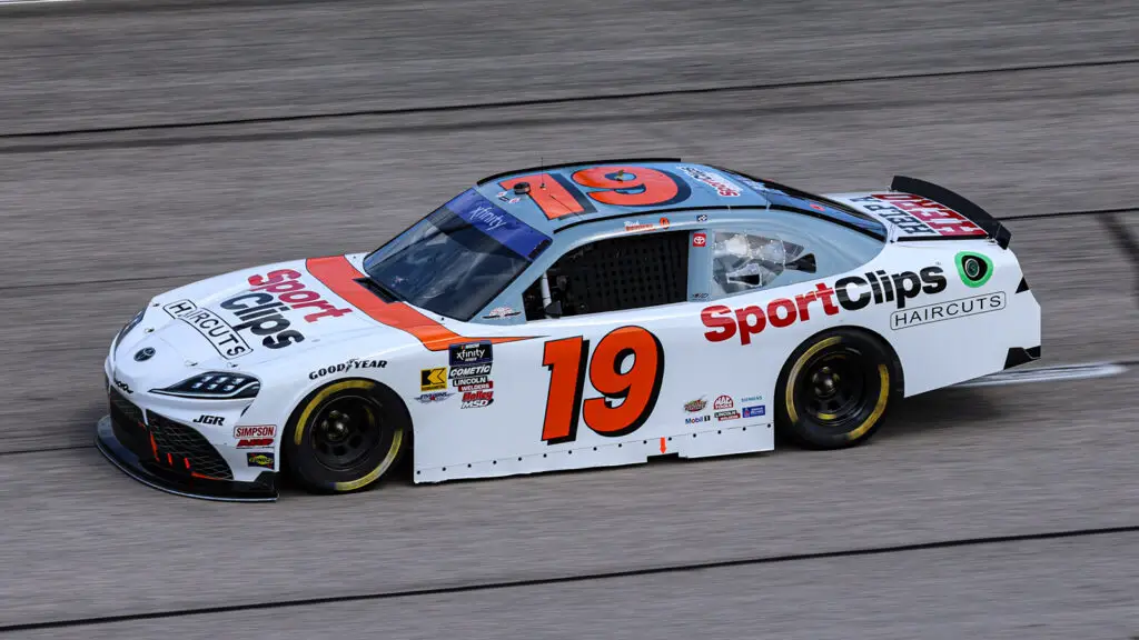Christopher Bell 2025 Darlington Throwback paint scheme NASCAR Xfinity Series Rick Ferkel Joe Gibbs Racing Sport Clips Haircuts
