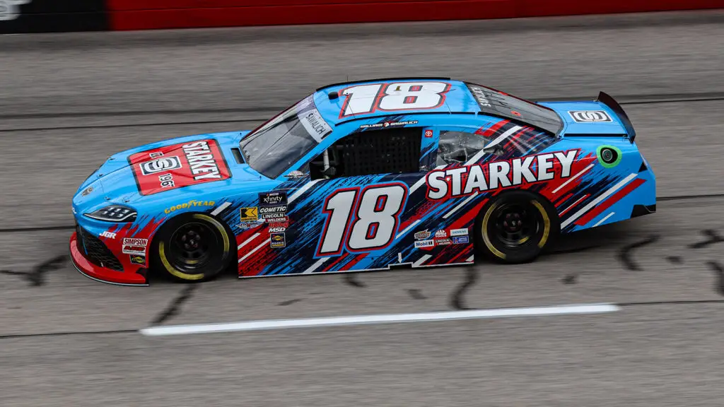 William Sawalich 2025 Starkey Darlington Throwback paint scheme Kyle Busch Joe Gibbs Racing NASCAR Xfinity Series