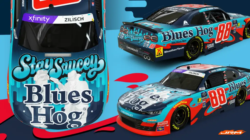 Connor Zilisch 2025 Blues Hog paint scheme JR Motorsports NASCAR Xfinity Series