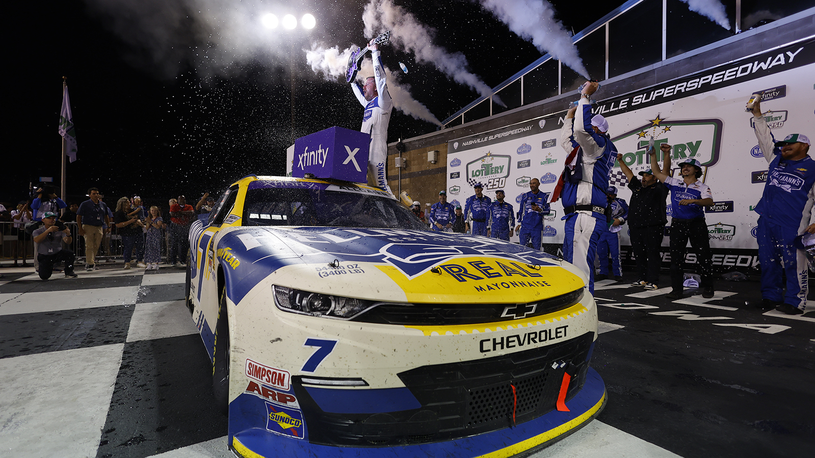 Justin Allgaier took his third win of the 2025 NASCAR Xfinity Series season in Saturday's Tennessee Lottery 250 at Nashville Superspeedway