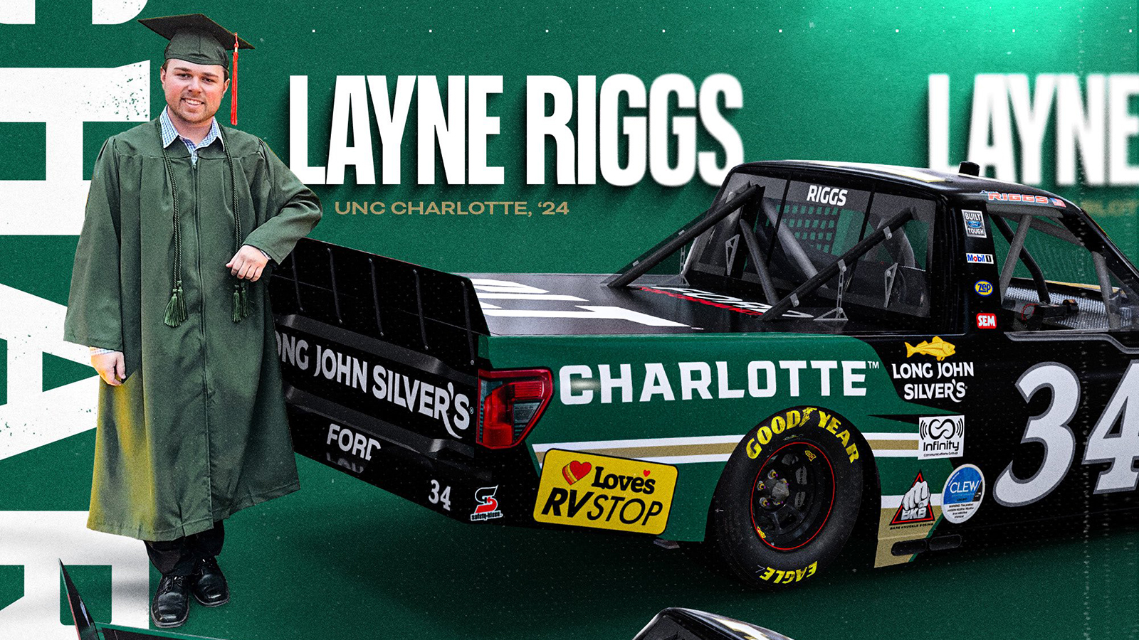 Layne Riggs UNC Charlotte paint scheme North Wilkesboro and Charlotte Motor Speedway 2025 NASCAR Craftsman Truck Series