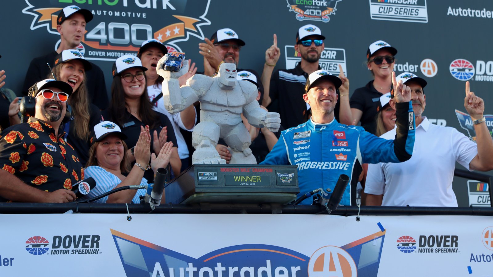 Denny Hamlin wins the Autotrader EchoPark Automotive 400 at Dover Motor Speedway