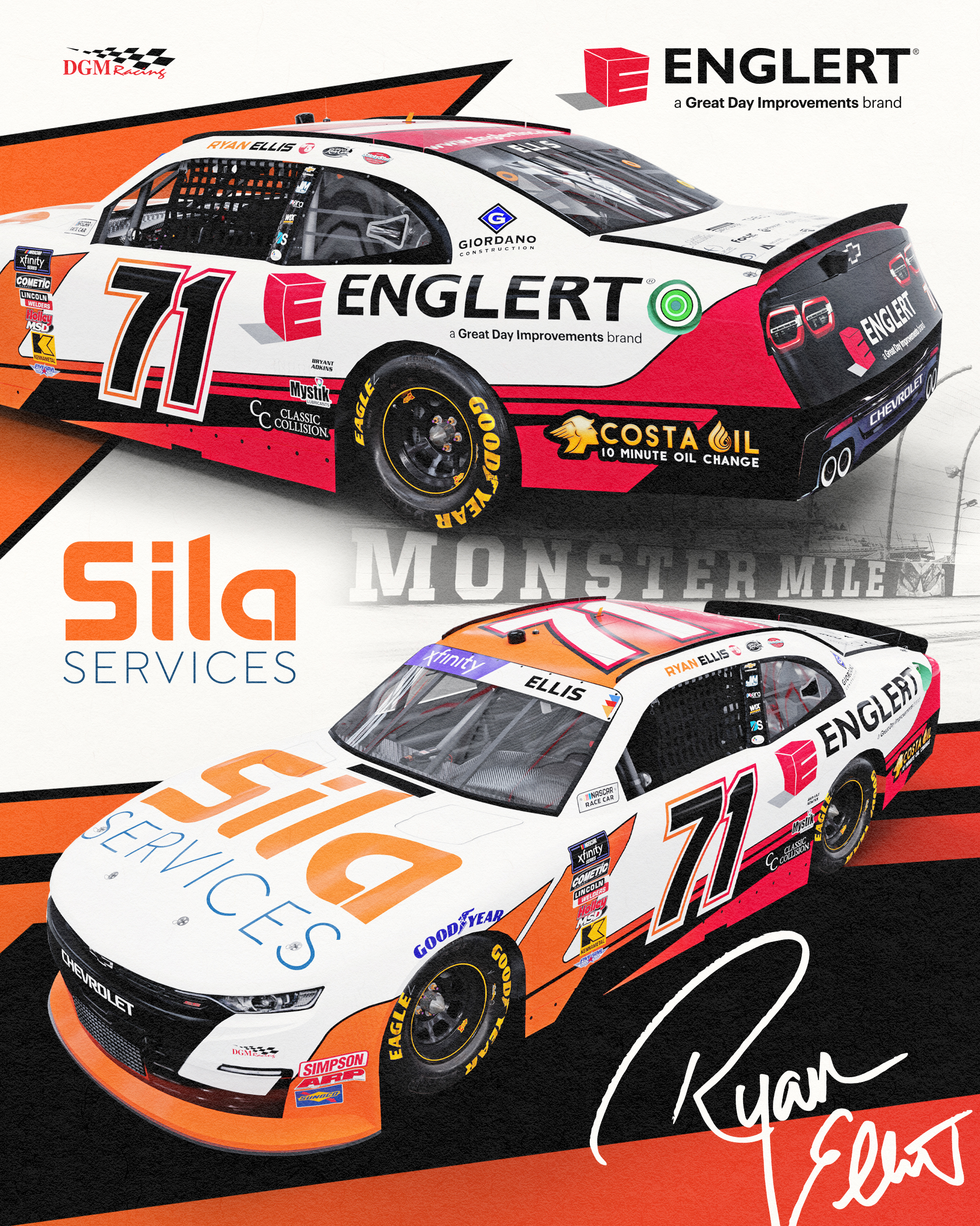 Ryan Ellis Englert and Silas Services paint scheme Dover 2025 NASCAR Xfinity Series