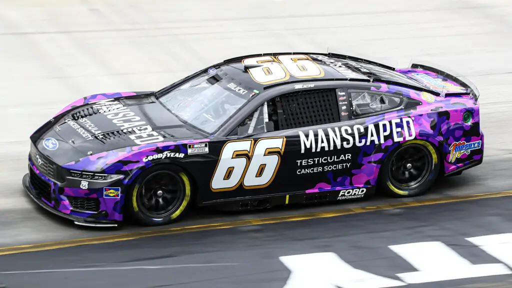Josh Bilicki 2025 No. 66 Manscaped / Testicular Cancer Society paint scheme Garage 66 NASCAR Cup Series
