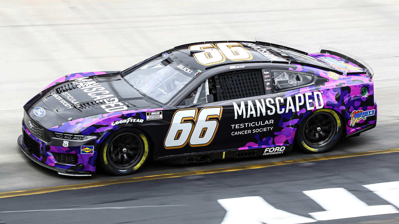 Josh Bilicki 2025 No. 66 Manscaped / Testicular Cancer Society paint scheme Garage 66 NASCAR Cup Series